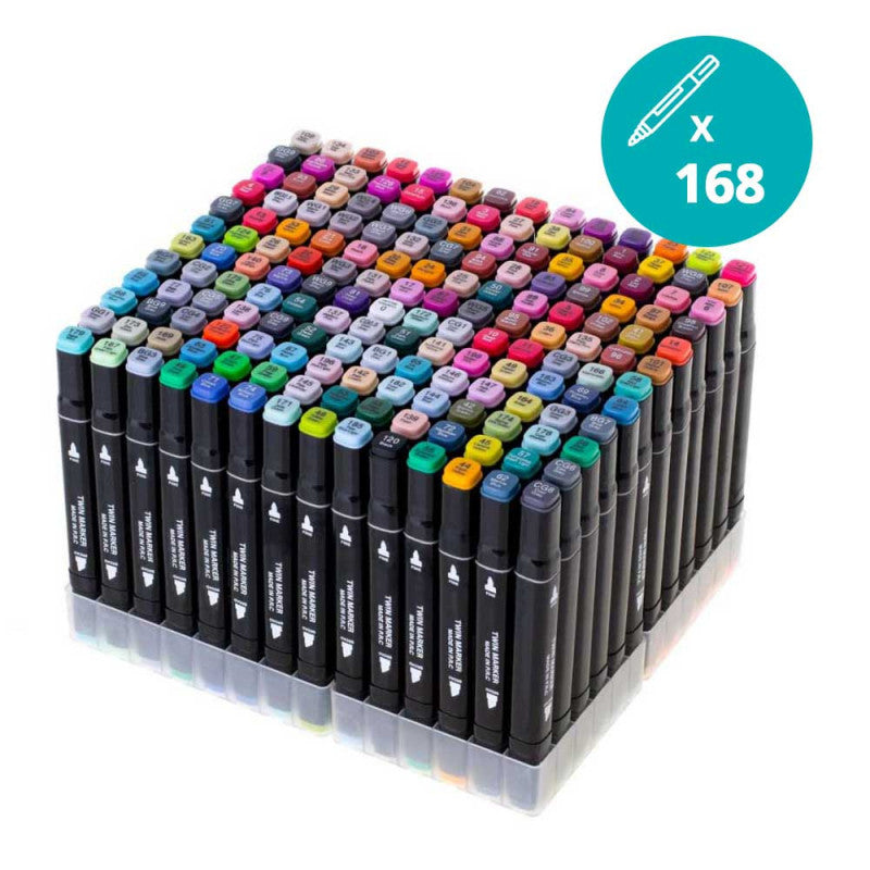 168 db-os kétvégű marker készlet ajándék kézitáskában