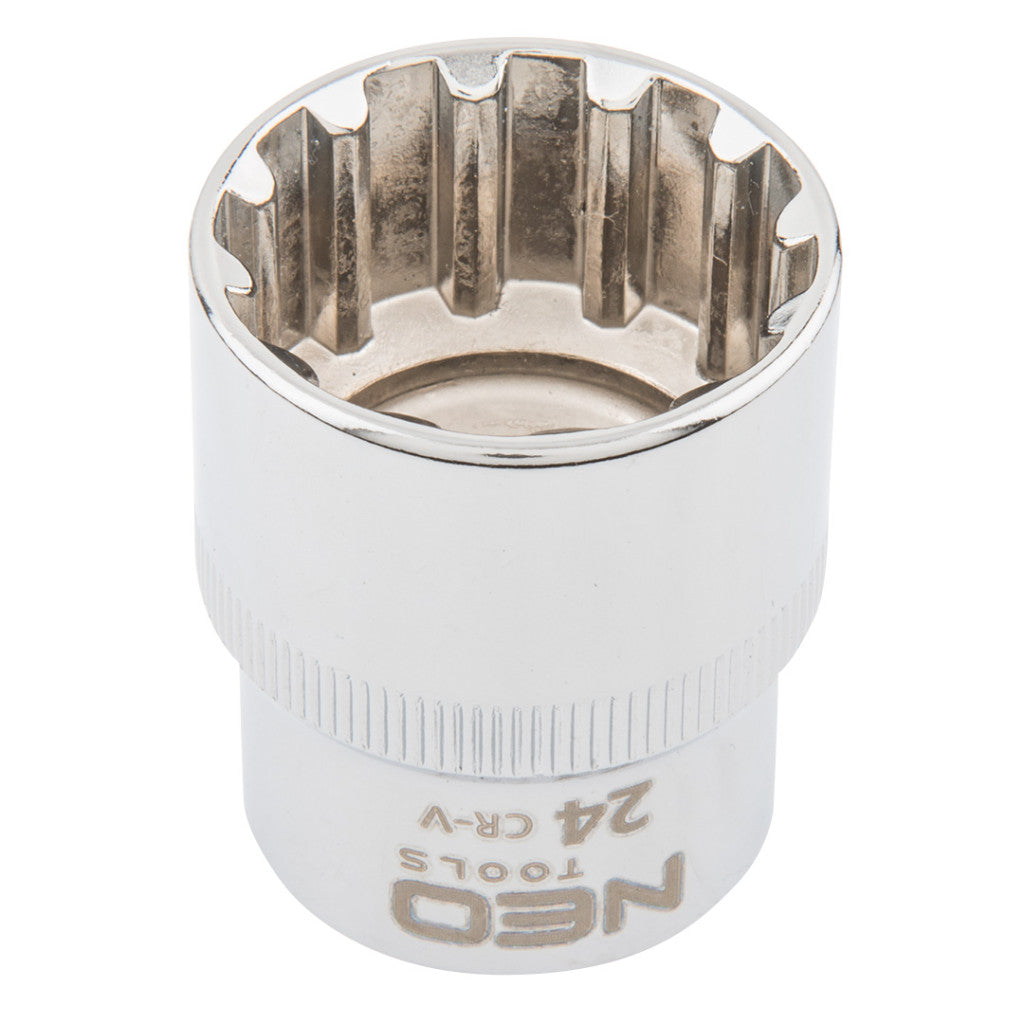 NEO TOOLS Dugókulcs 24mm, 1/2", SPLINE 25 év garanciával 08-596