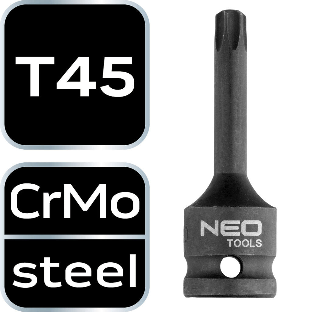 NEO TOOLS Torziós bit ütvecsavarozókhoz 1/2" T45 10-260