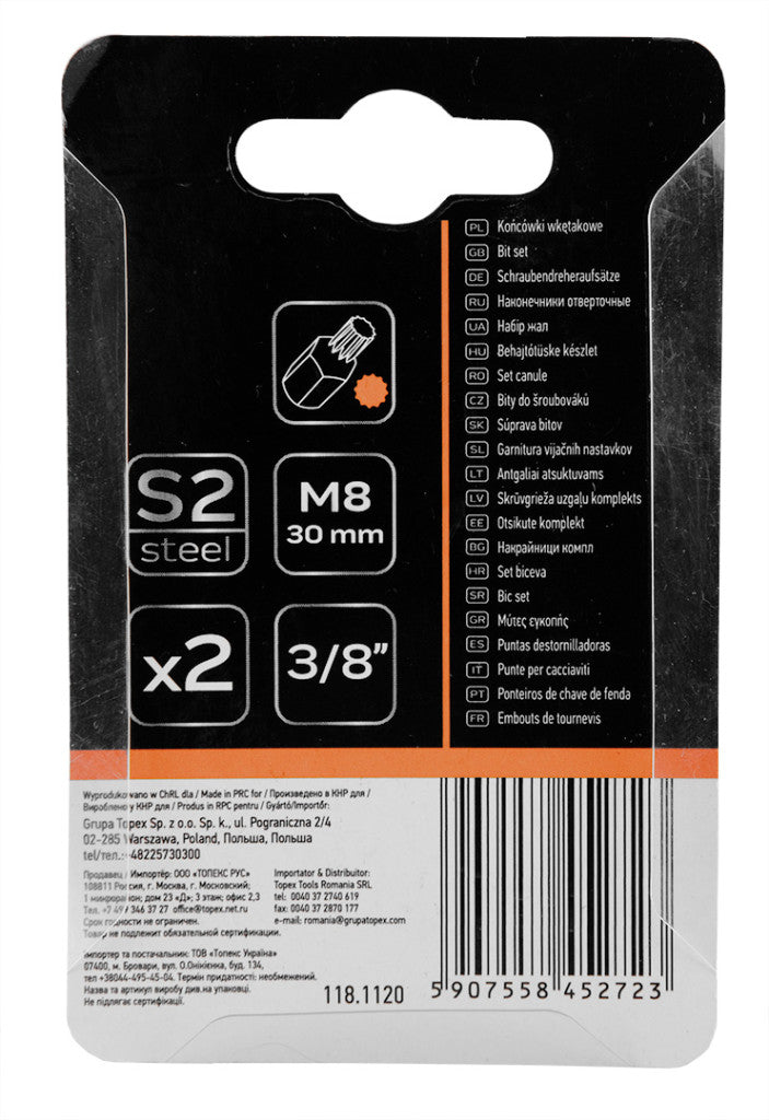 NEO TOOLS Imbusz bit, 3/8", 6x30mm, S2, 2db 10-972