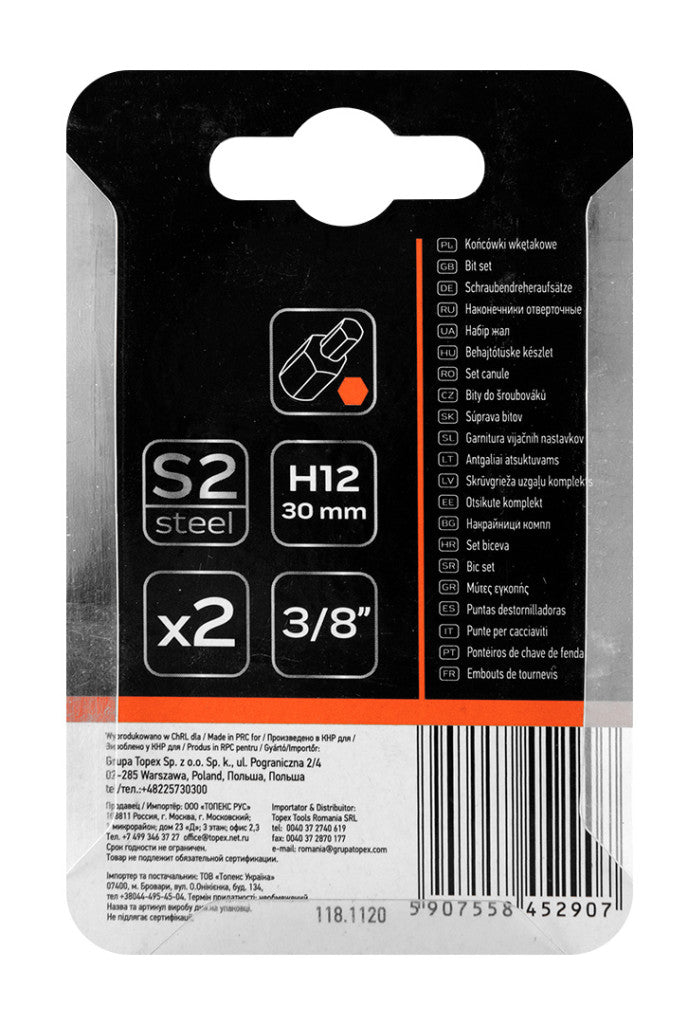NEO TOOLS Imbusz bit, 3/8", 12x30mm, S2, 2db 10-978