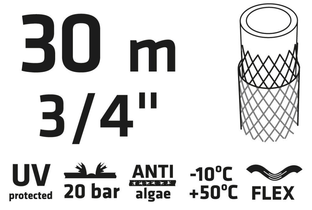VERTO Locsolótömlő 30 m, 3/4", ECONOMIC, zöld 15G804