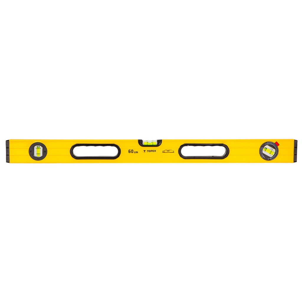 TOPEX Vízmérték, 60cm, 3 libella, 2 markolat, aluminium, ±0,5mm/m 29C602