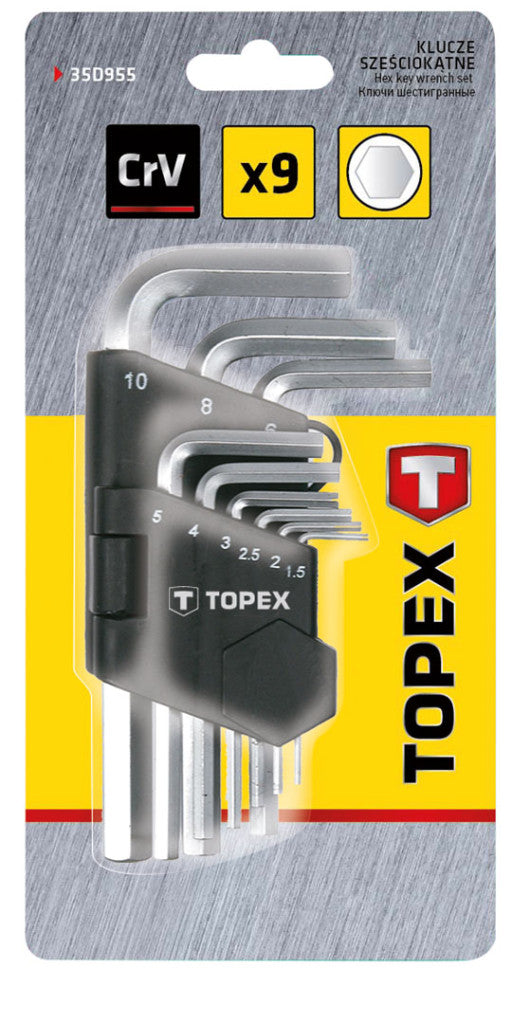 TOPEX Imbuszkulcs készlet 9db, 1.5-10mm, gömbfejes 35D955