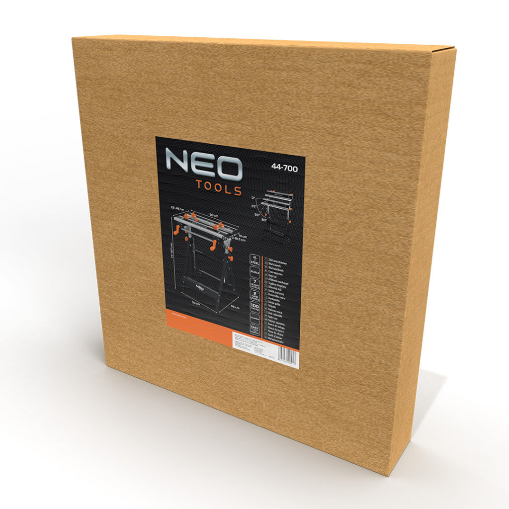 NEO TOOLS Állítható munkapad, alumínium 60 x 58 x 77-107cm 44-700