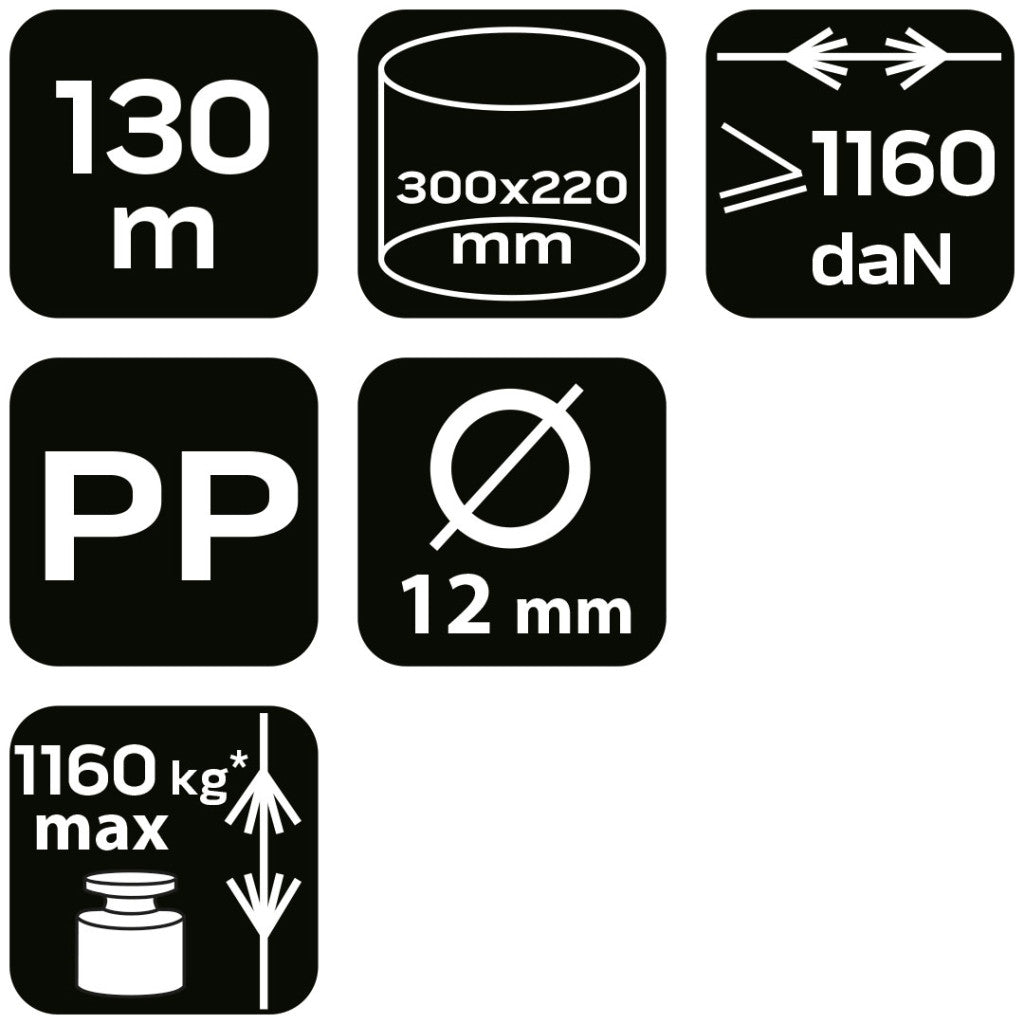 NEO TOOLS Kötél, fonatolt polipropilén 12mm/ 130m 49-946