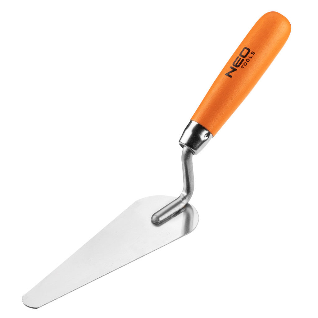 NEO TOOLS Stukkókanál, keskeny macskanyelv, rozsdamentes, 165x17x54mm, fa markolat 50-122
