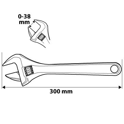 NEO TOOLS Állítható villáskulcs, csavarkulcs 300mm, 0-38mm 25 év garanciával 03-013