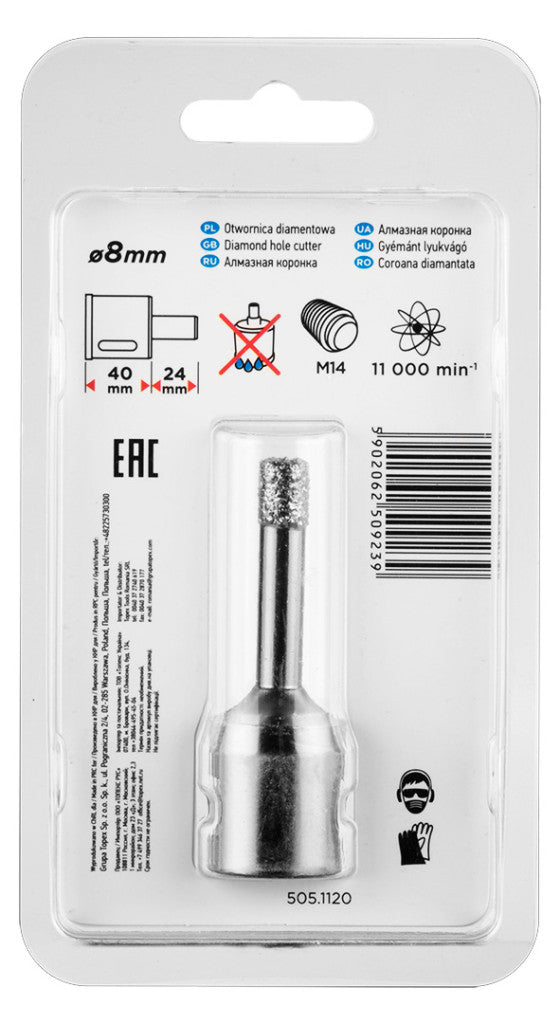 GRAPHITE Körkivágó, gyémántos 10mm x M14 55H302