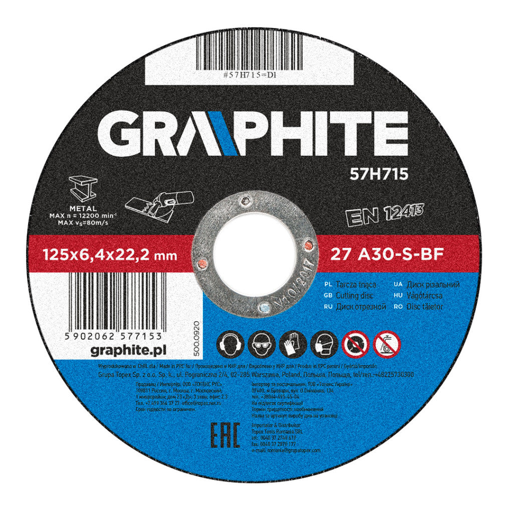 GRAPHITE Tisztítókorong fém 125X6.4mm 57H715