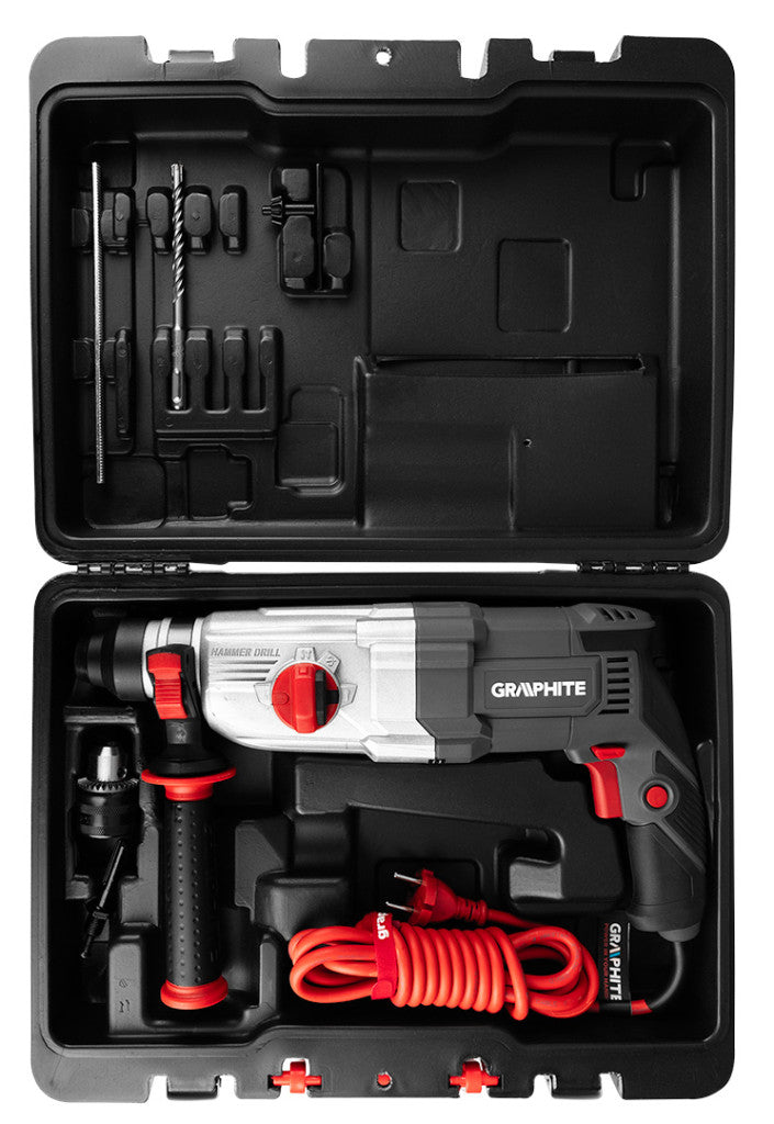 GRAPHITE Fúrókalapács, SDS Plus, 900W, 3,4J , koffer 3 év garanciával 58G539