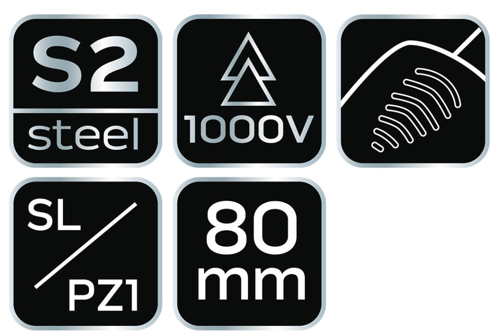 NEO TOOLS Csavarhúzó SL/PZ1 80mm, 1000V, szigetelt 04-219