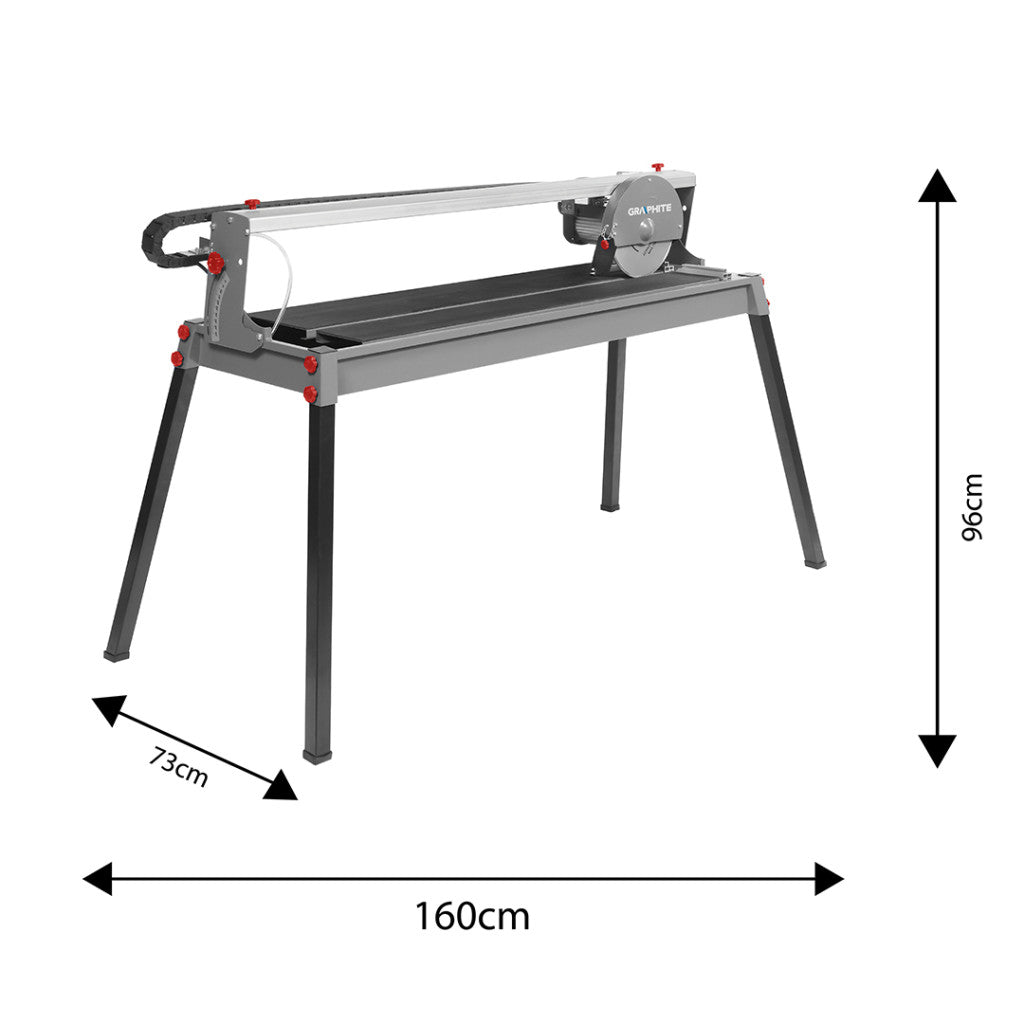 GRAPHITE Csempevágó gép 1200W, 230X25,4mm-es tárcsa, 1000mm vágáshossz, vízhűtés 3 év garanciával 59G891