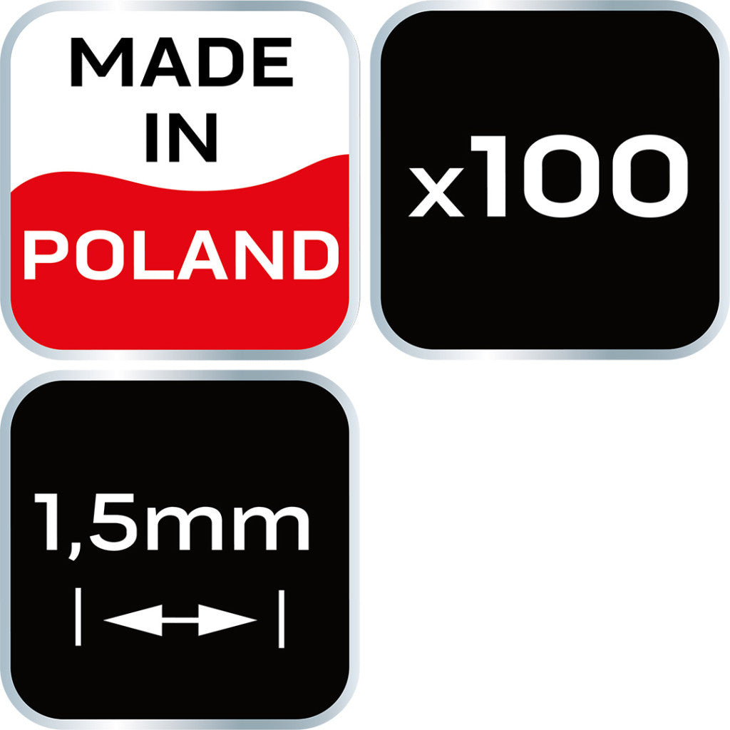 NEO TOOLS Hézagoló-, fugakereszt körmerevítéssel 1,5mm, 100db 61-114