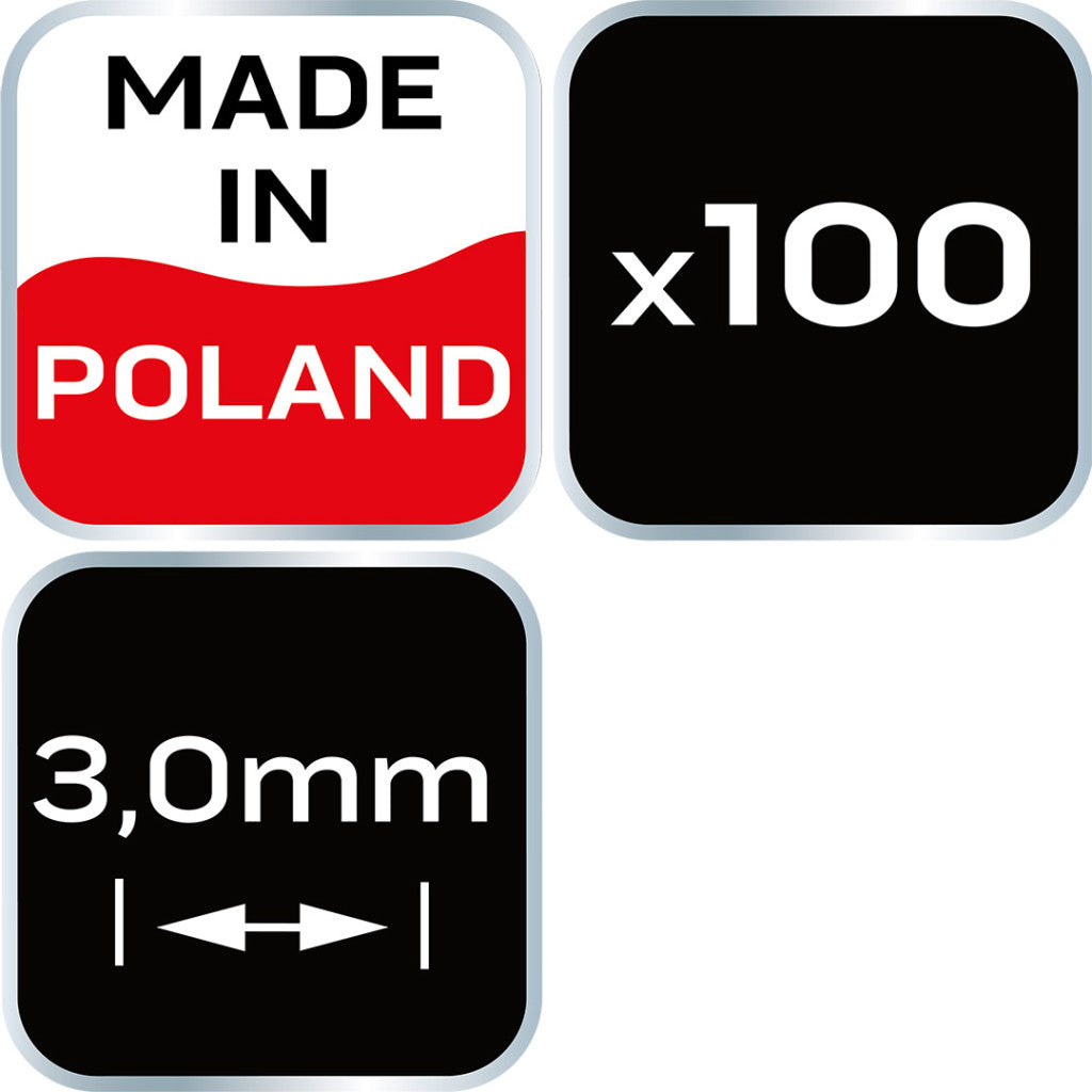 NEO TOOLS Hézagoló-, fugakereszt körmerevítéssel 3,0mm, 100db 61-116