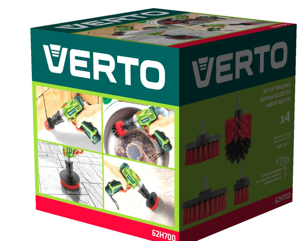 VERTO Tisztítókefe-készlet fúróhoz, 4db 62H700