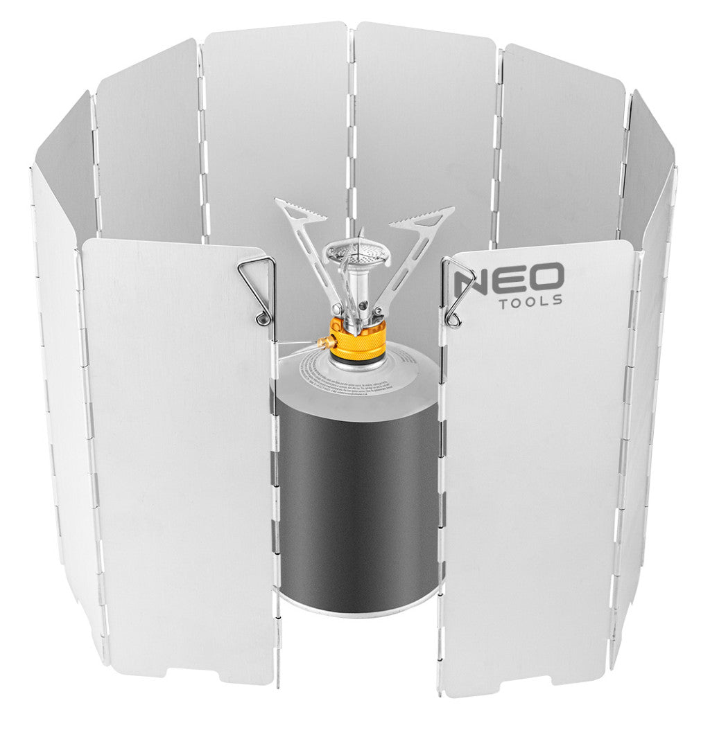 NEO TOOLS Szélárnyékoló kemping gázégőhöz, 840(ker)x240mm(mag) 63-142