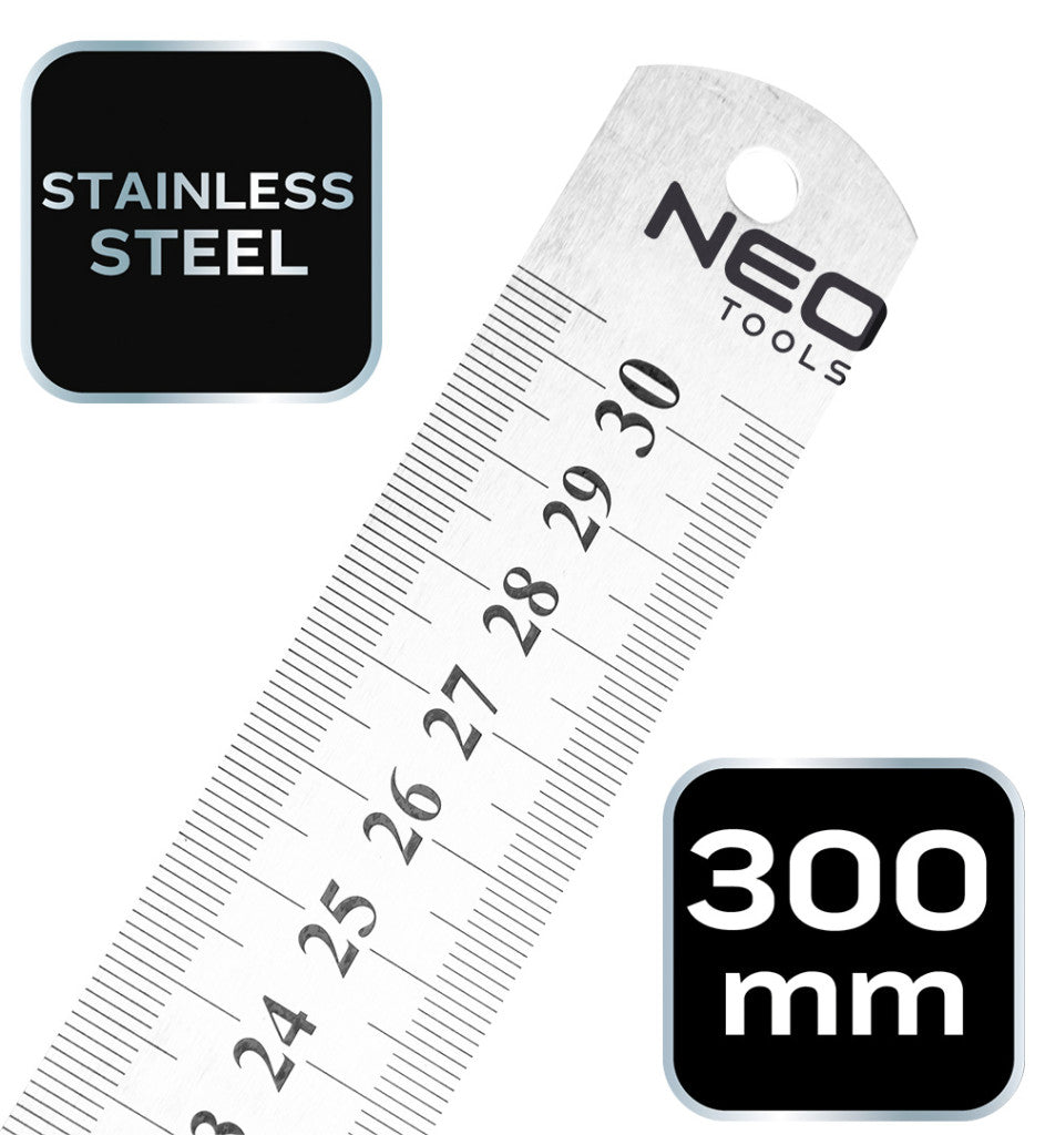 NEO TOOLS Acél vonalzó 30cm rozsdamentes 72-213