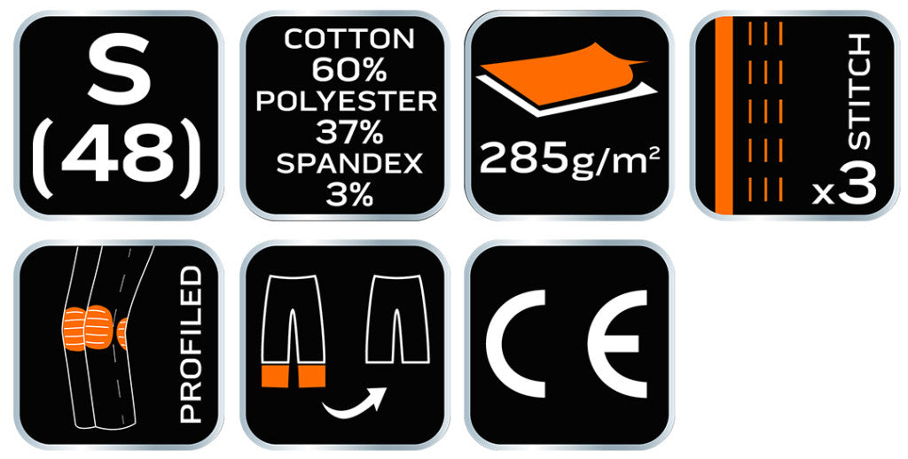 NEO TOOLS Karcsúsított(slim fit), Munkásnadrág, HD, 60% pamut, 37% polyester, 285 g/m2, lecsatolható szerszámzsebek, S 81-239-S