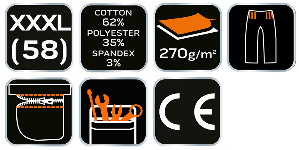 NEO TOOLS Rövid munkásnadrág, övvel, PREMIUM, 62% pamut, 35% polyester, 3% elastane, XXXL 81-276-XXXL