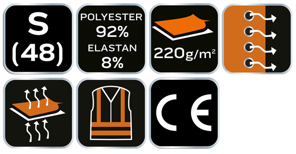 NEO TOOLS Munkavédelmi póló, Prémium, lélegző hálós panel, 92% Poliészter + 8% Spandex, 220 g/m2, S 81-614-S