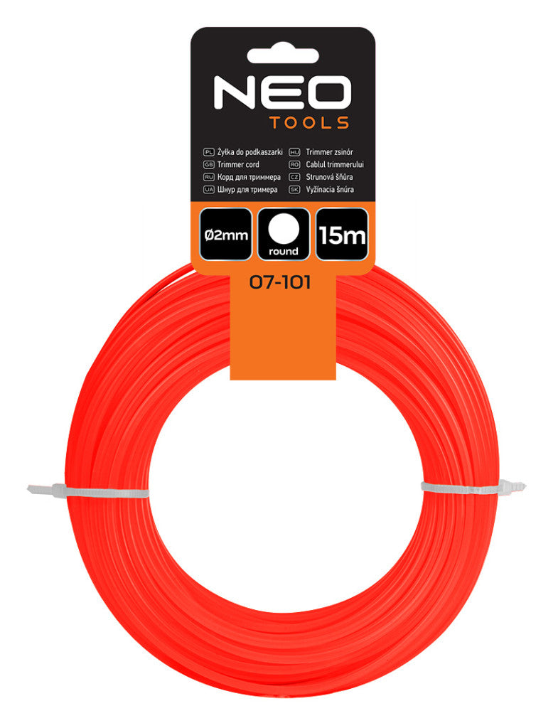 NEO TOOLS Damil, szegélynyírókhoz/kaszákhoz, 2mm/15m, kerek profil 07-101