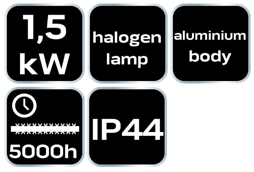 NEO TOOLS Halogén, infravörös mennyezeti hősugárzó 1500W, alumínium, IP44, kül és beltéri 2 év garanciával 90-037