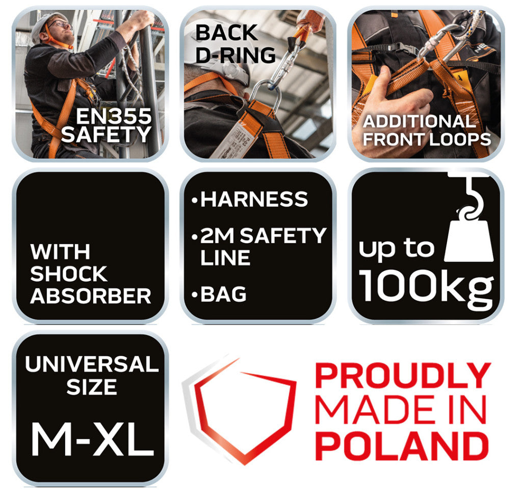 NEO TOOLS Munkavédelmi testhevederzet lengéscsillapítóval 97-101