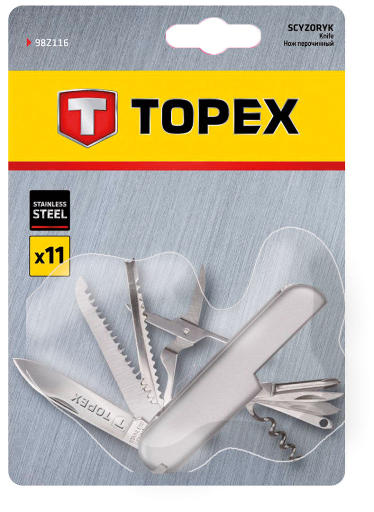 TOPEX Kemping kés, multiszerszám, 11részes 98Z116