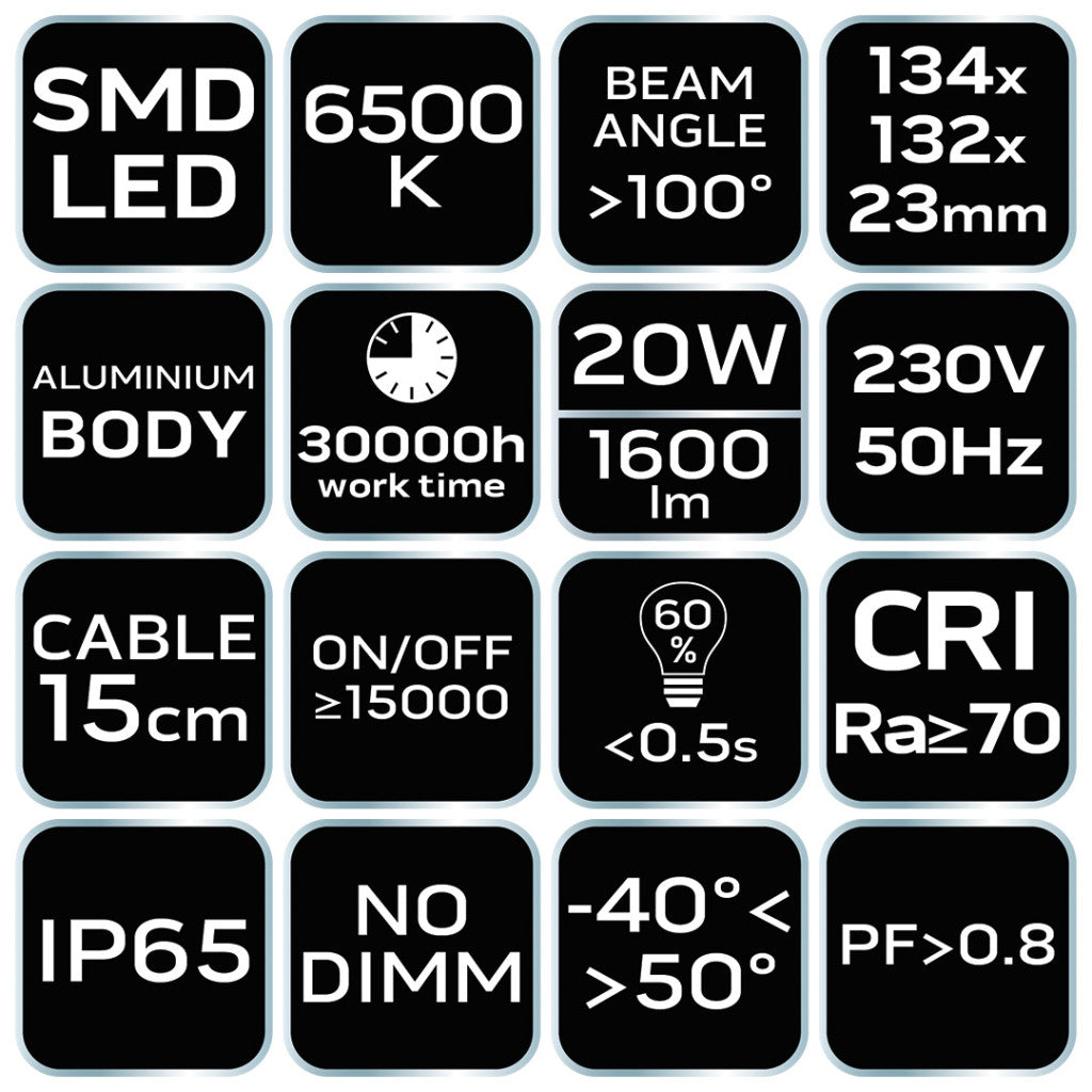 NEO TOOLS Reflektor 230V/20W, 1600lum, SMD led 2 év garanciával 99-051
