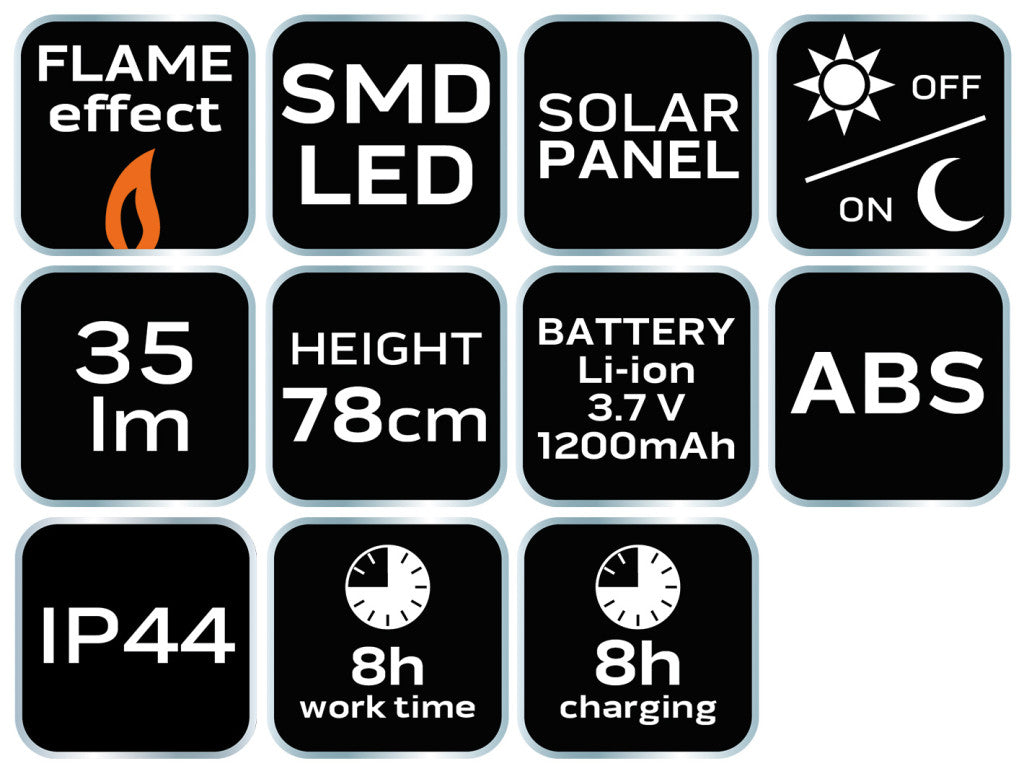 NEO TOOLS Kerti napelemes állólámpa, SMD LED, Láng effektus, 1W, 35 lumen 99-057