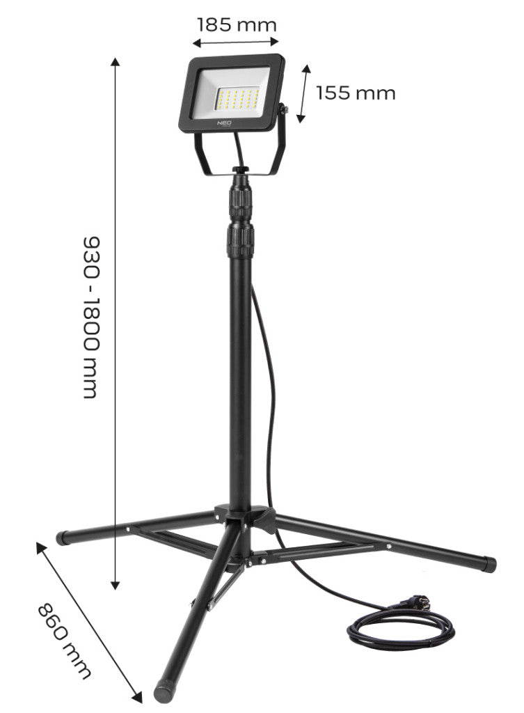 NEO TOOLS Reflektor, állványos 230V/50W, 4500lum, SMD led, max. 1.8m 2 év garanciával 99-060