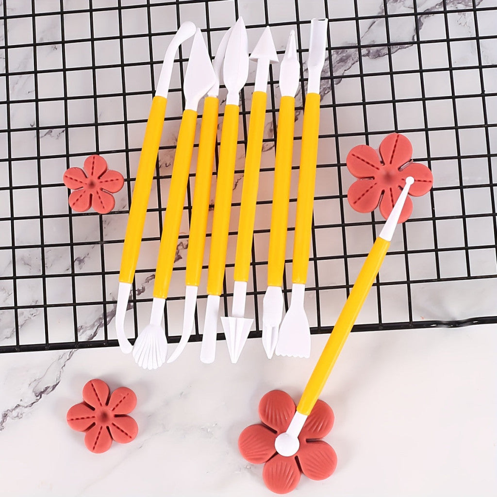 8db/készlet Sugar Craft Fondant torta tésztafaragó vágó, torta díszítő és formázó