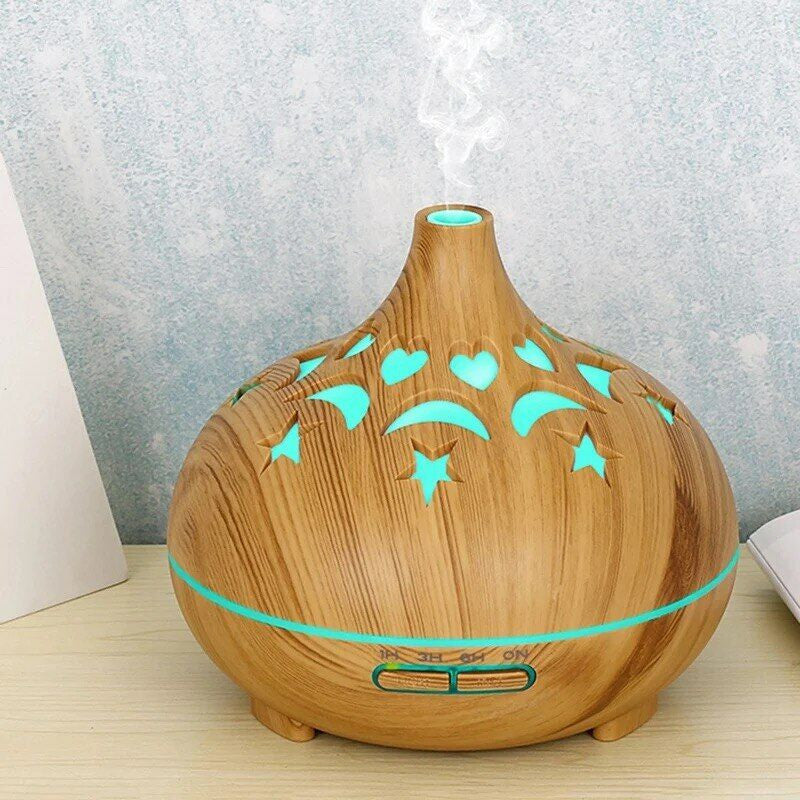 Fahatású aromaterápiás párologtató, ultrahangos párásító, illatosító távirányítóval – hagyma alakú, világos mintás
