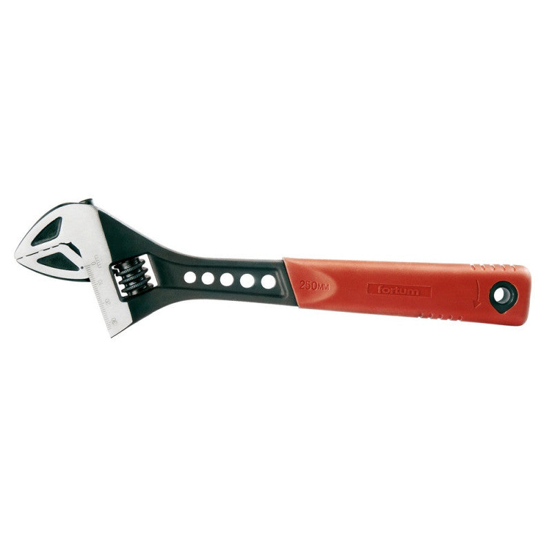 FORTUM villáskulcs állítható, FP sorozat, 61CrV5, gumírozott markolat; 250mm/10", foszfátozott
