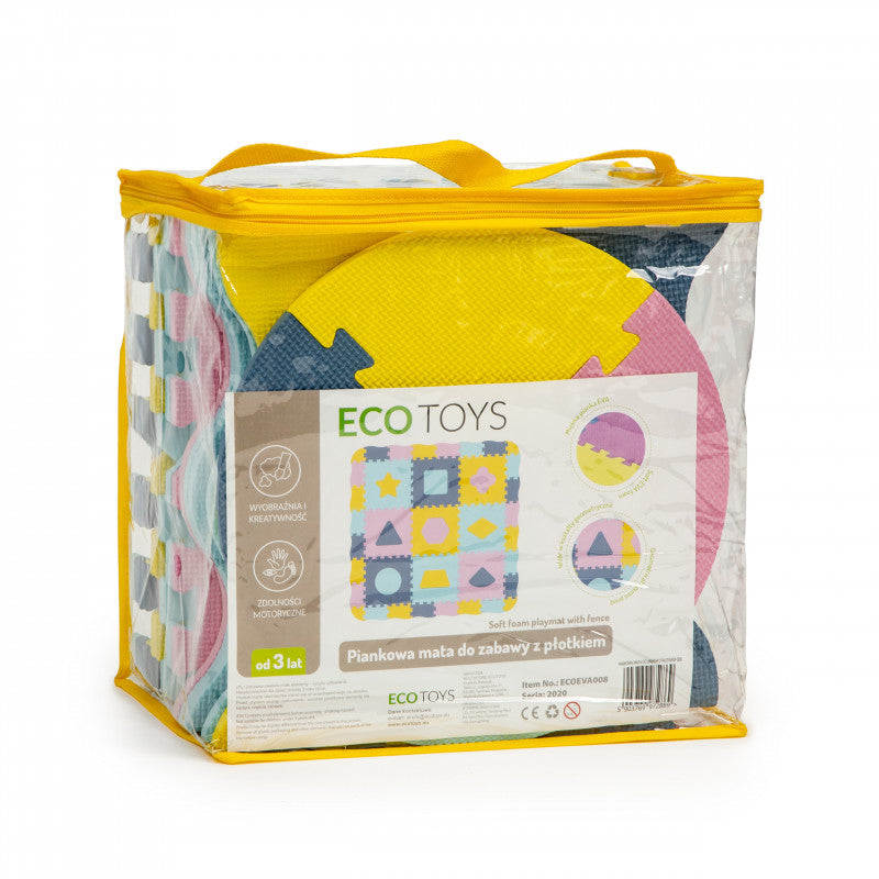 Habos szőnyeg kerítéssel, puzzle száraz medence 37 darabos Ecotoys