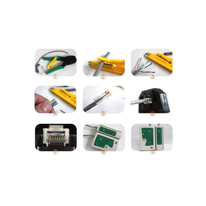 Hálózati teszter készlet LSA crimper RJ45 tokkal