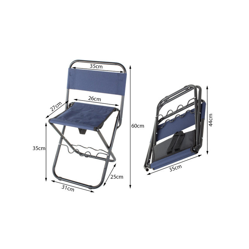 Horgászszék összecsukható háttámlával és fogantyúval