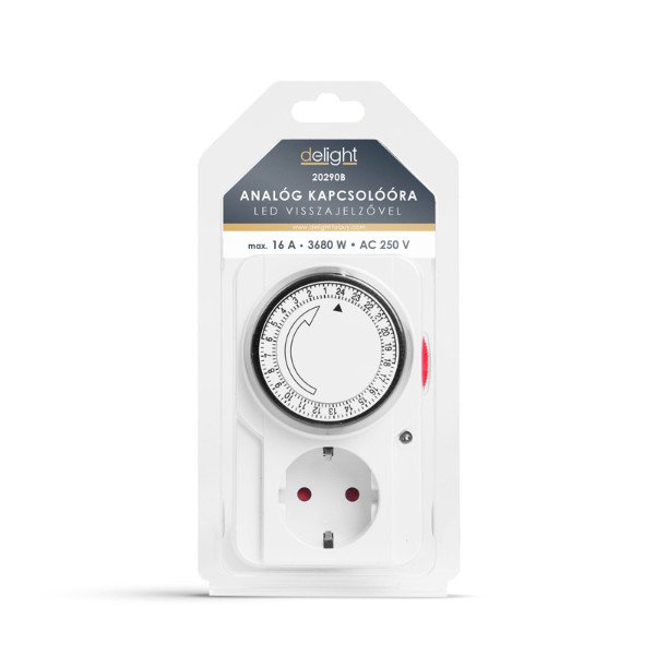 Időzíthető konnektor LED visszajelzővel 230V - 16A - 3680W