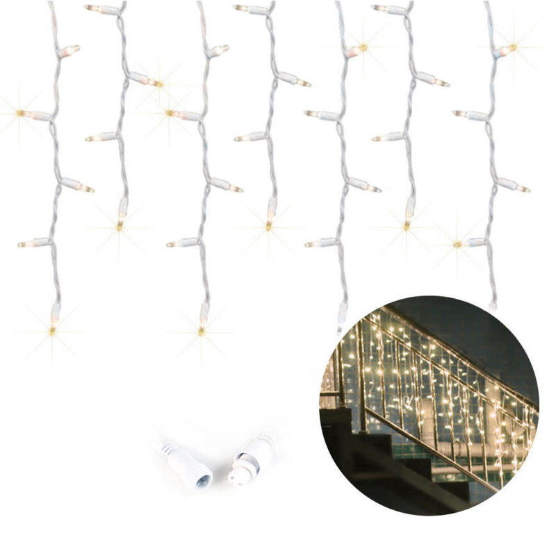 Kültéri jégcsapok, dekoratív függönyfény, 500 LED fény, 19m