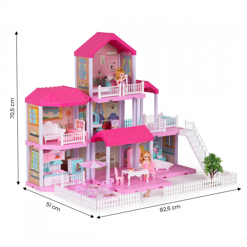 Nagy babaház összecsukható Villa + bútor babakert