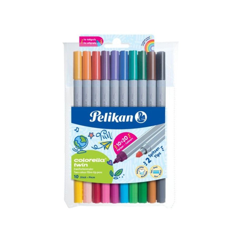 Pelikan: Colorella Twin kétvégű filctoll készlet - 10 darab