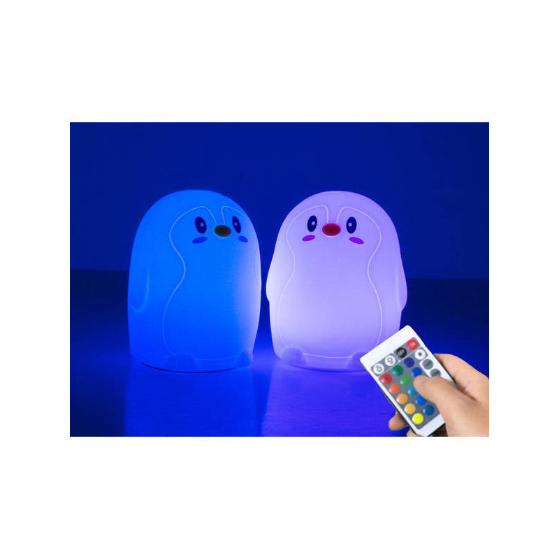 RGB távirányítós LED pingvin éjjeli lámpa gyerekeknek USB csatlakozással