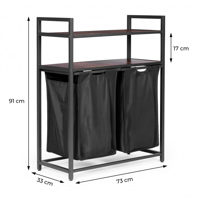 Ruhaszortírozó kosár, 2 kosár, 2 polc, acél tetőszerkezet