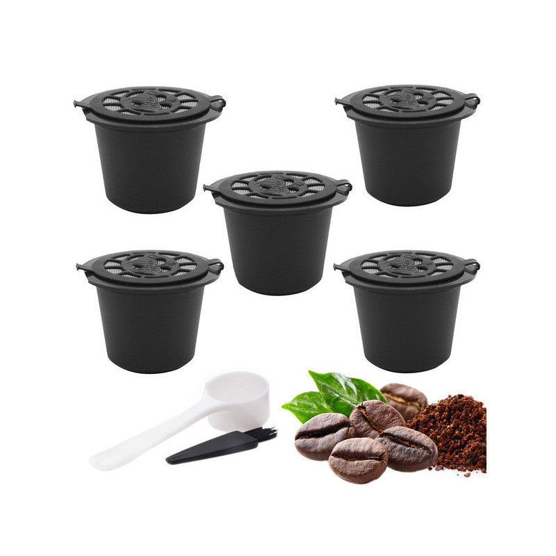 5 db újrafelhasználható Nespresso kávékapszula - környezetbarát, gazdaságos megoldás.