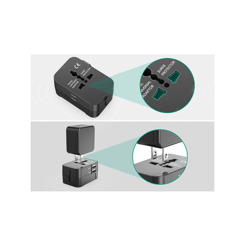 Univerzális 2x USB adapter dugó csatlakozó UK USA EU AUS - világszerte használható
