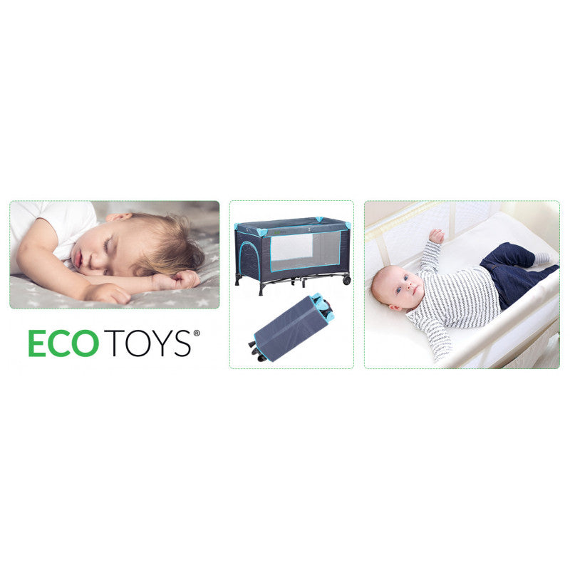 Utazóágy kerekekkel és szúnyoghálóval ECOTOYS