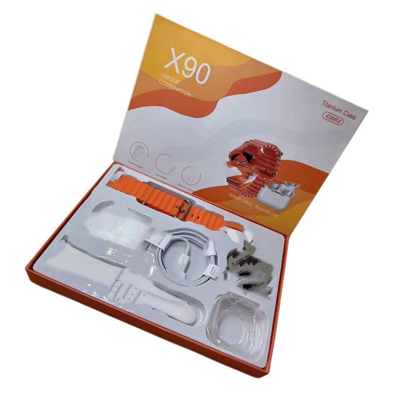 X90 okosóra narancs + fülhallgató - ajándék fehér szíjjal + tokkal