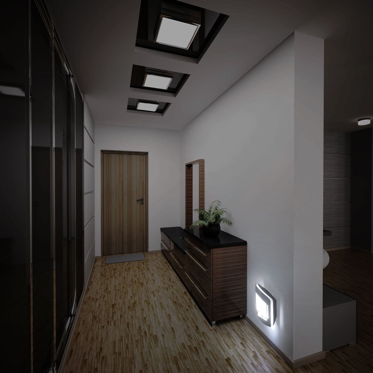 Phenom Irányfény mozgásérzékelővel, fényszenzorral - 4 x AA - szálcsiszolt ezüst