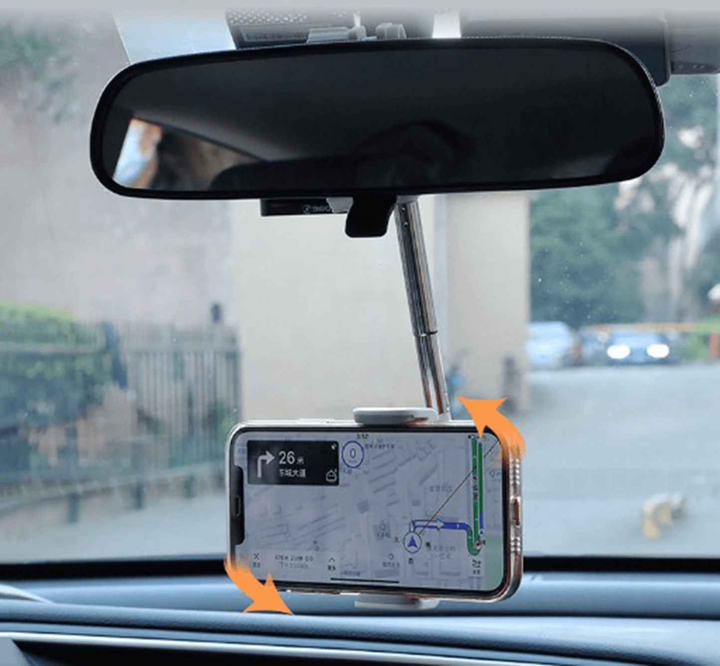 Teleszkópos, ülésre, visszapillantóra rögzíthető mobiltelefontartó autóba